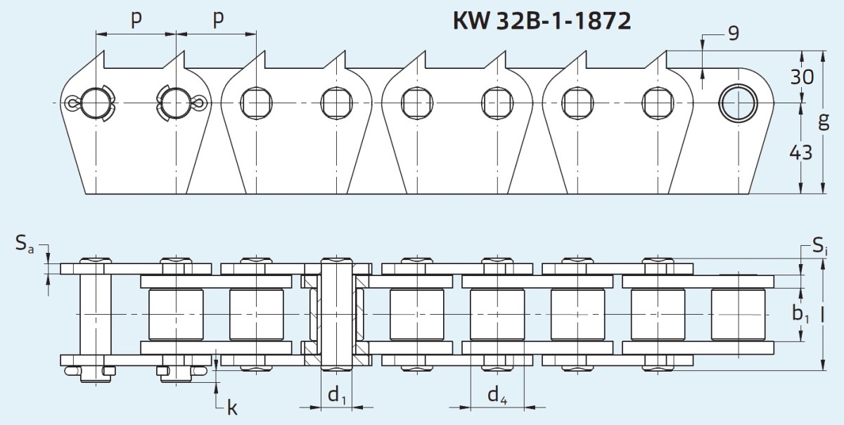 Ланцюг з зубами для транспортера деревини