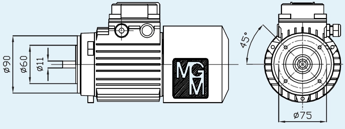 електродвигун з гальмом приєднувальний фланець електродвигуна 63 B14