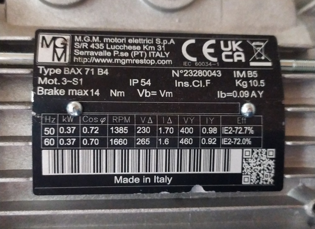 электродвигатель 0,37 кВт с тормозом