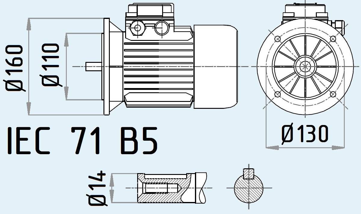 Размеры присоединительного фланца электордвигателя