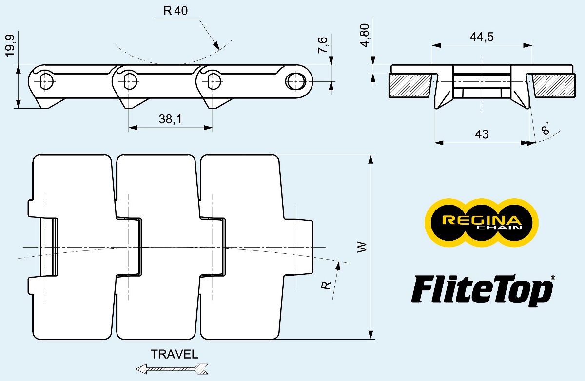 879 Tabletop Regina ланцюг Rexnord tabletop