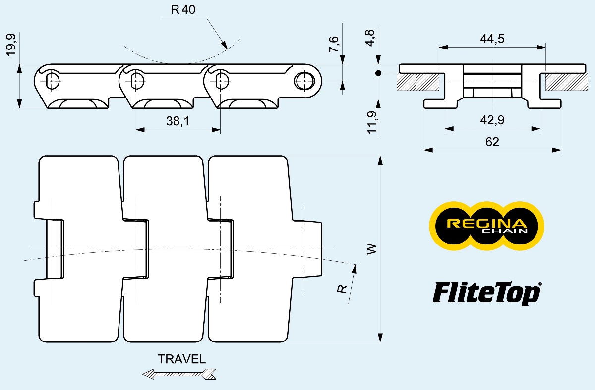 ланцюг 879T Regina FliteTop Systemplast Flexon