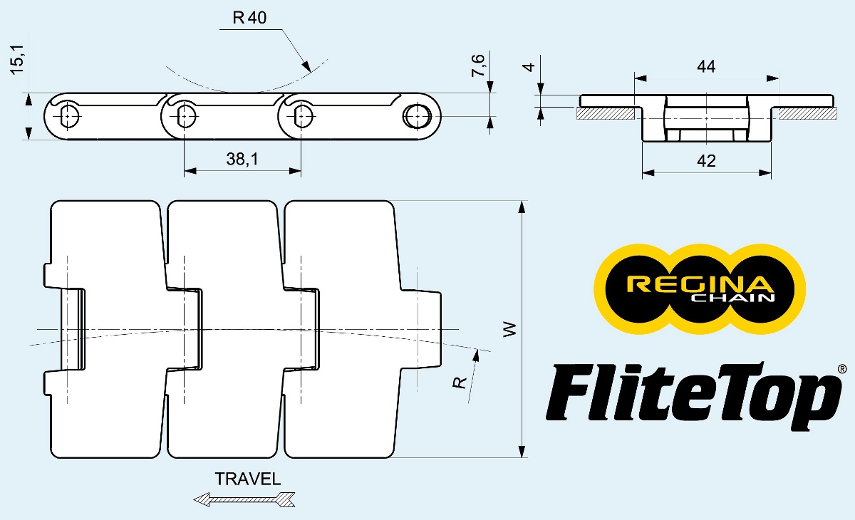 Поворотний пластиковий занцюг з магнітною направляючою
