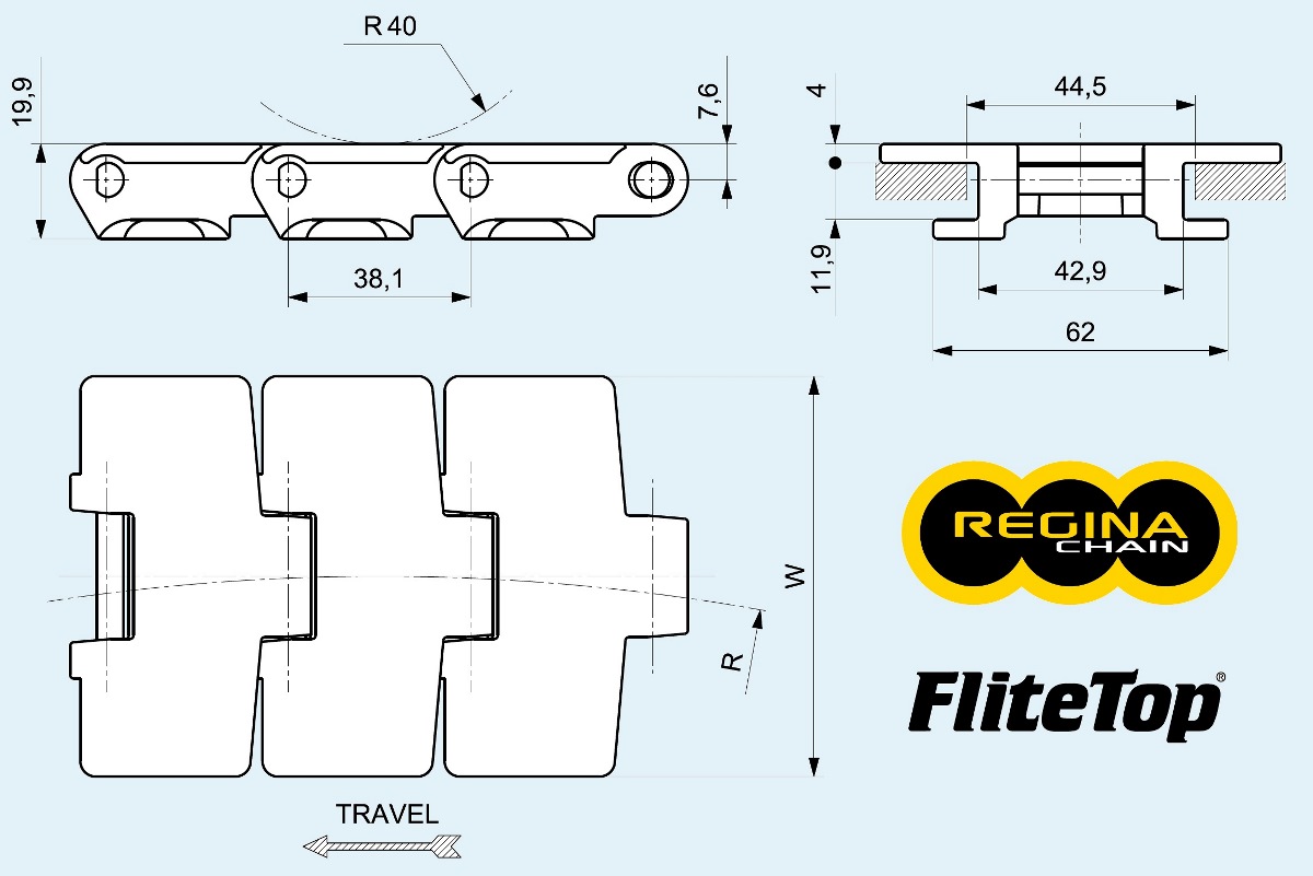 Rexnord Tabletop цепь fliletop