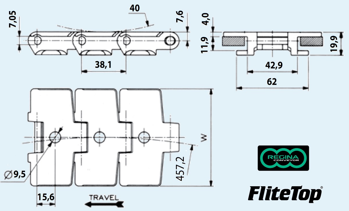 Rexnord Regina транспортерний ланцюг