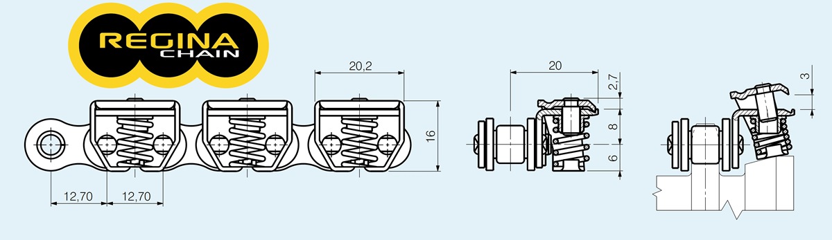 цепь с пружинными захватами