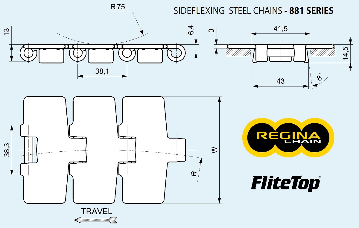 Ланцюг поворотний нержавіючий Flitetop Regina