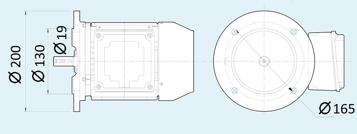 Приєднувальні розміри фланця електродвигуна