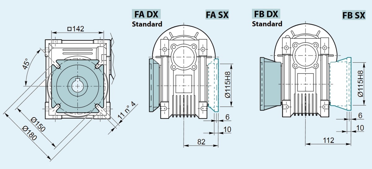KPD-DRIVE JRSTD63 фланець черв'ячного редуктора Motovario NMRV/063