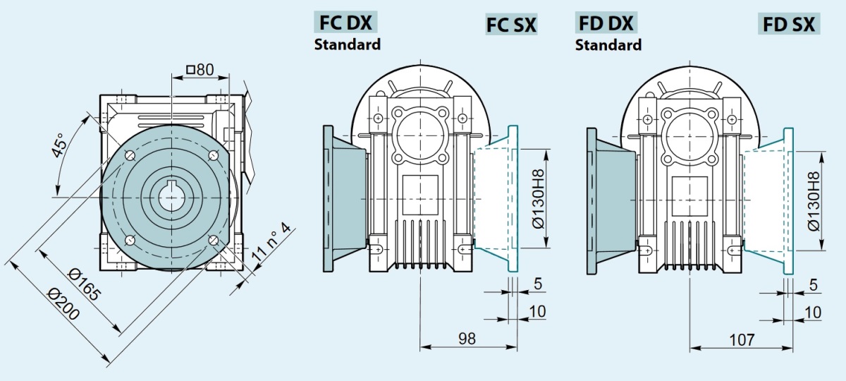Motovario NMPV-P 063 NMRV фланец редуктора