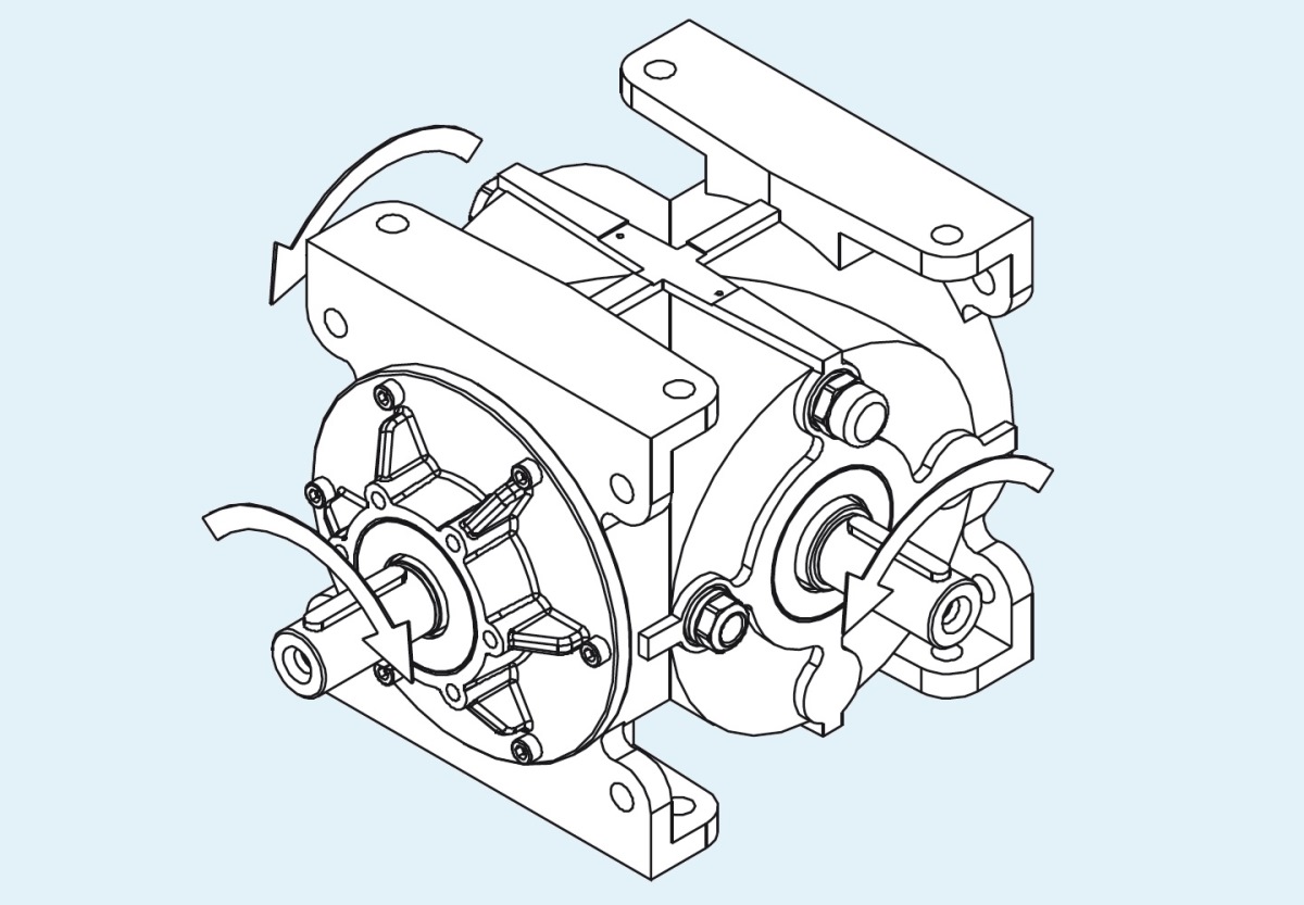 конический редуктор с двумя выходными валами