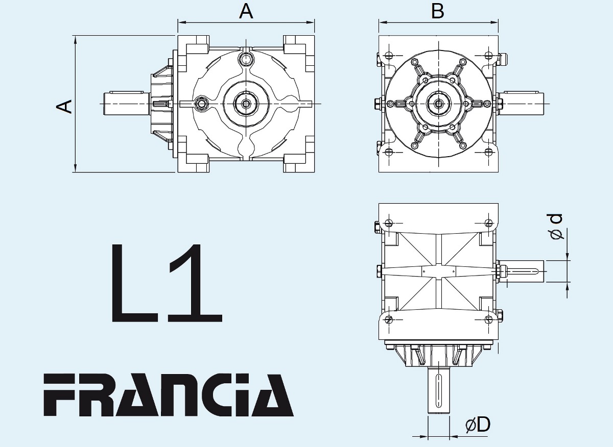 размеры угловых редукторов